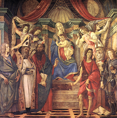 Sandro Botticelli: Madonna a szentekkel 1490 körül Firenze